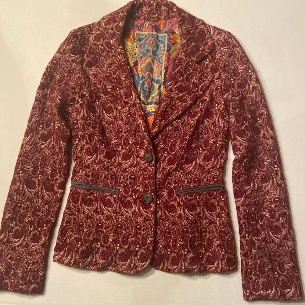 Johnny Was BIYA 100% Silk Embroidered Blazer, XS - Picture 4 of 9